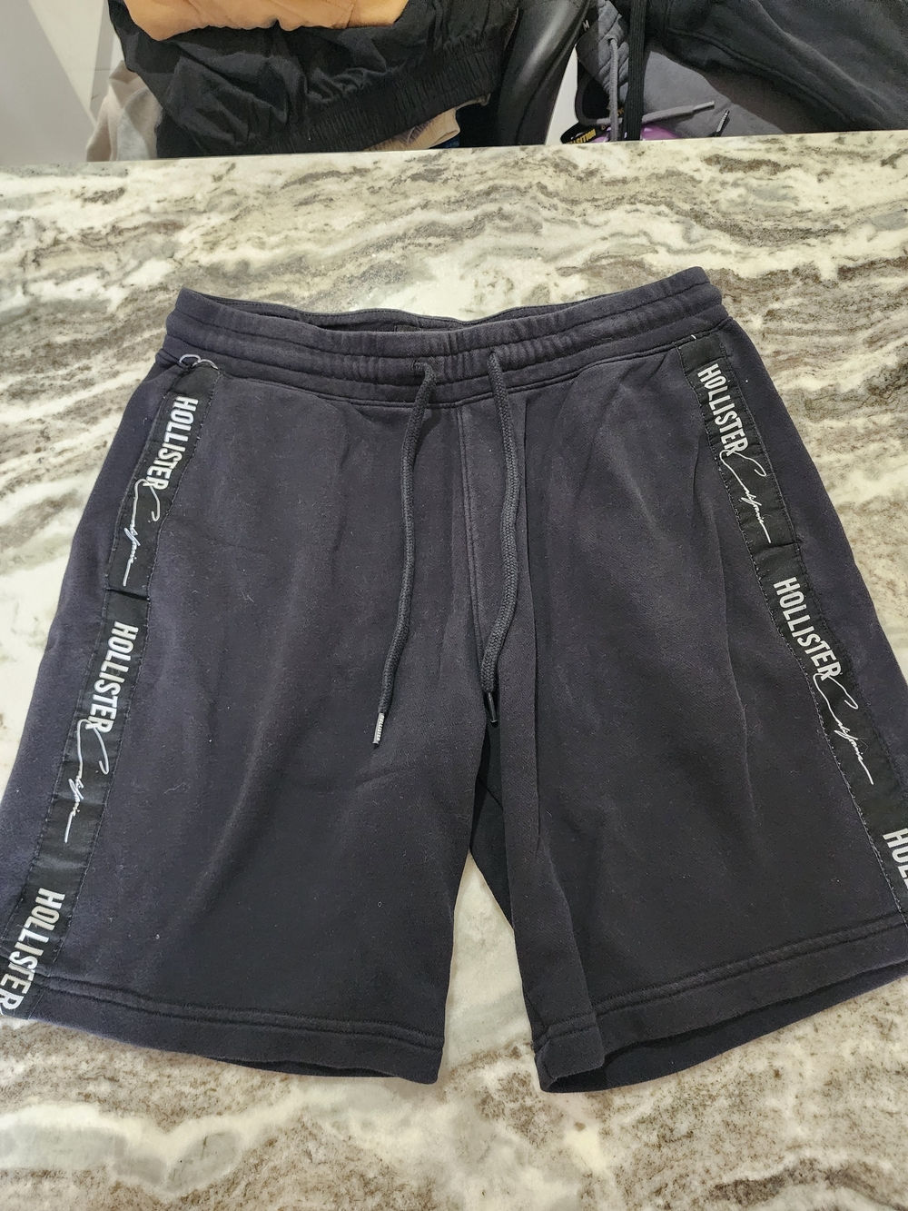 Hollister Black Athletic Logo-Trim Drawstring Shorts